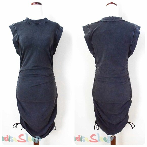 *Anthropologie* Daily Practice Utility Ruched Gray Mini Dress, SMALL - NEW! - Picture 3 of 6